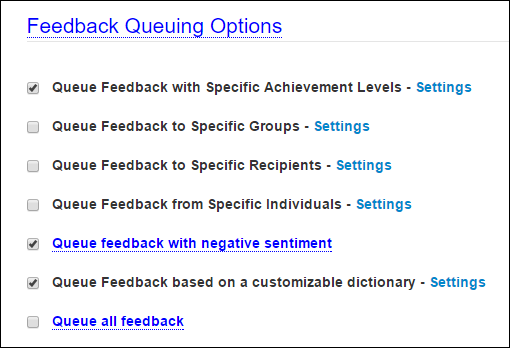 Feedback Queuing Options