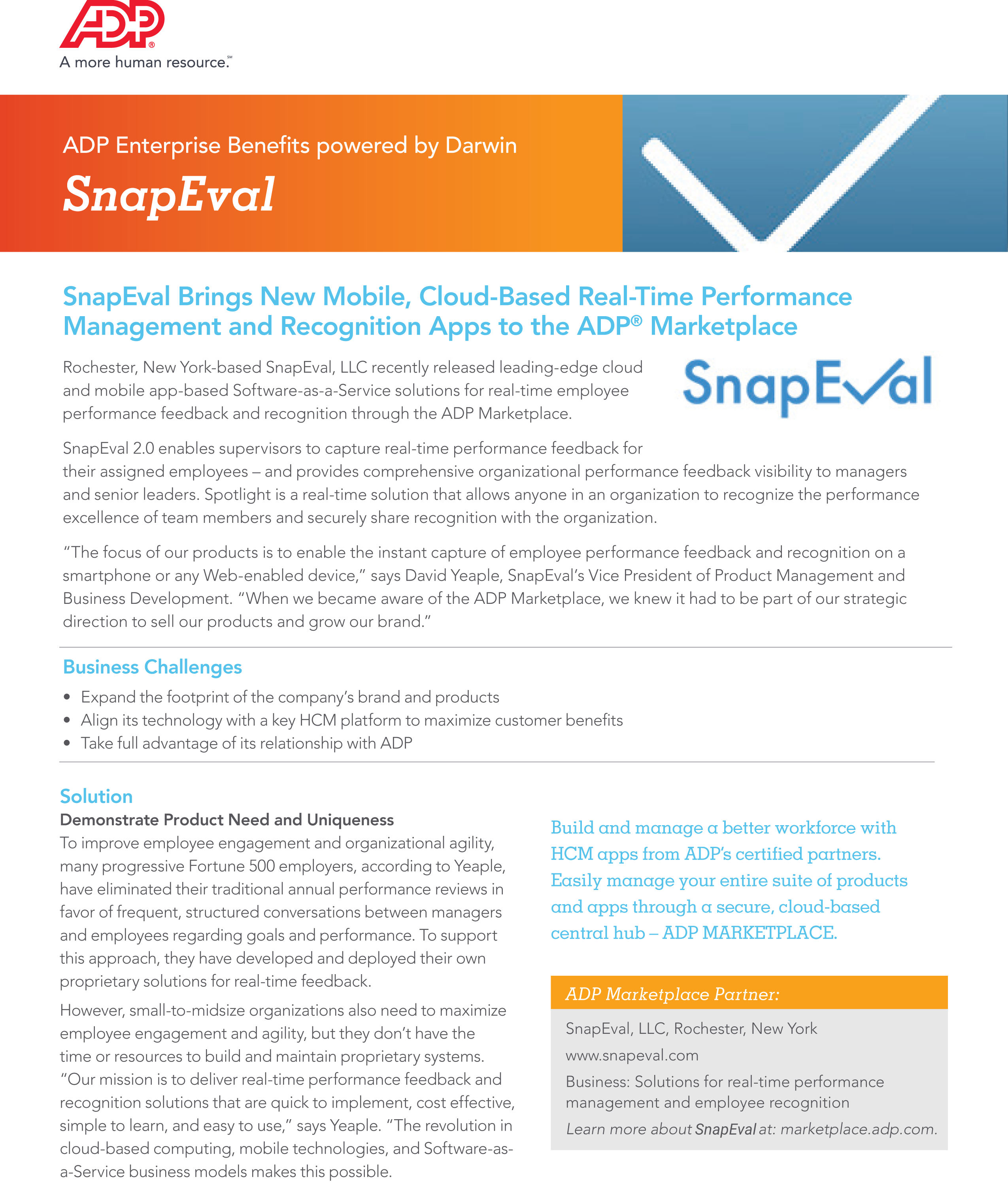 ADP Testimonial on SnapEval Real-Time Performance Management